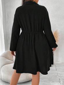 SHEIN Franclia 加燈籠袖翻蓋細節襯衫連身裙