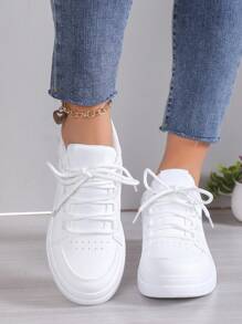 歐美韓風時尚女鞋,白色運動跑步休閒鞋 - 白色 - 查看 4