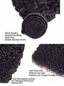 1入本格鬆緊捲捲曲人髮束未經處理的捲鬆人髮編織雙緯度人髮擴張自然黑色女性用