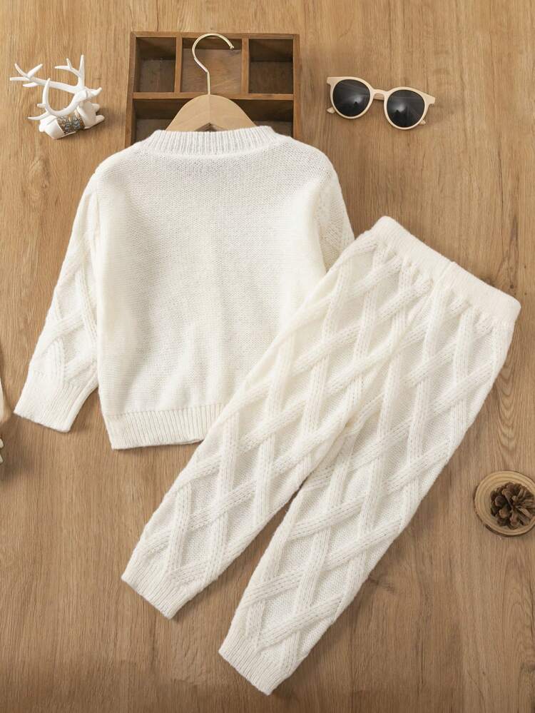 Baby Girl Solid Cardigan & Knit Pants