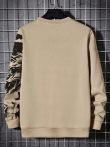 Manfinity LEGND Sudadera Con Estampado De Tigre Y Talla Grande Para Hombres - Caqui - Ver 2