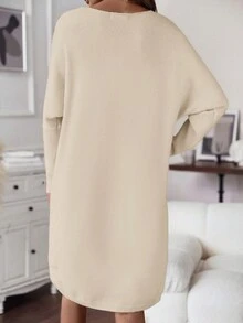 SHEIN LUNE 女士毛衣連身裙 - 杏色 - 查看 2