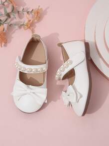 Infant & Toddler Girls' Flat Shoes, Mary Jane Style Pearl Decorated Shoes - White - View 4
