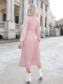 SHEIN Privé 女款立領長袖連衣裙