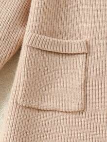 SHEIN Girls' Casual Sweater Dress With Pockets - Apricot - View 5