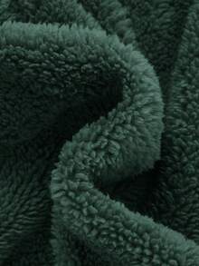 SHEIN Young Boy Zip Up 3D Ears Design Hooded Teddy Jacket Without Tee - Dark Green - View 5