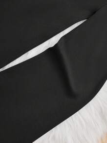 SHEIN Tween女孩高領字母提花毛衣套裝,包含毛衣外套和長褲,2件裝 - 黑色 - 查看 3