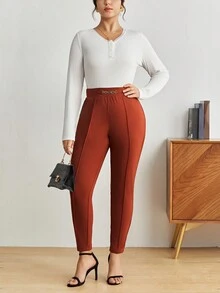 BizChic 加鏈詳細縫合前裤 - 棕色 - 查看 4