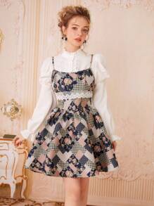 SHEIN MOD Geo Print Cami Dress Without Blouse - Multicolor - View 2