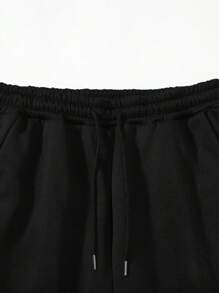 RueChic Men's Letter Pattern Hooded Sweatshirt With Drawstring And Jogger Pants Two-piece Set - Dark Green - View 4