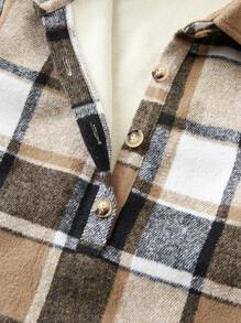 SHEIN Unity 女士格子保暖衬里连衣裙 - 卡其色 - 查看 6