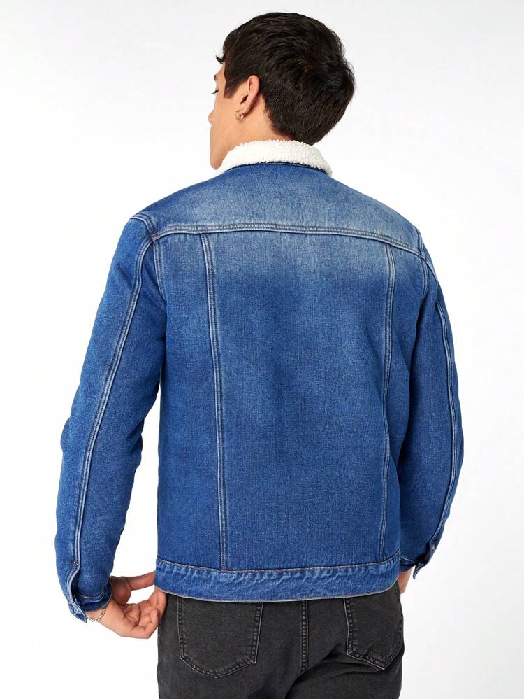 Men's Contrast Color Turndown Collar Denim Jacket