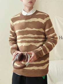 Manfinity Hypemode Men's Round Neck Striped Long Sleeve Sweater - Multicolor - View 5