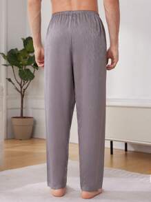 Men's Loose Straight Household Pants In Solid Color - Purple - View 2