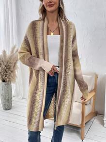 SHEIN LUNE 復古彩色漸變女士釦領外套 - 彩色 - 查看 5