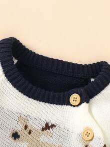 Em bé Cô gái Mô hình Cartoon Tay Raglan Áo len - Màu xanh lam - Xem 3