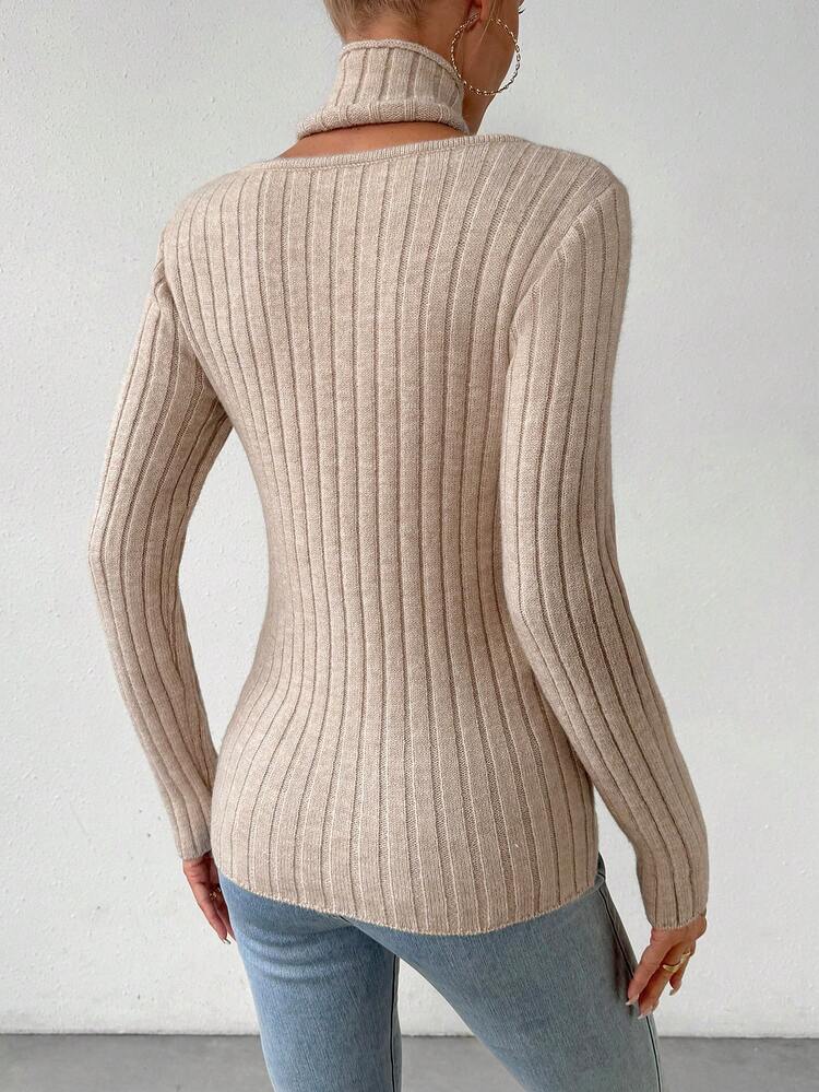 Crisscross Cut Out Front Knit Pullover Fall Winter Sweater