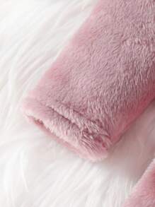 Bata de dormir cómoda y casual para niñas pequeñas con diseño de animal en unicolor - Rosa vieja - Ver 6