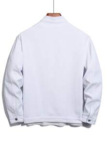 Manfinity Hypemode Nam Lỏng lẻo phù hợp Áo khoác denim Với Nghiên cứu Chi tiết - trắng - Xem 2