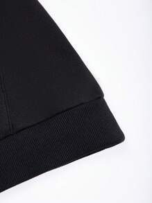 Manfinity Homme Men's Floral Print Drawstring Hoodie Going Out Street Wear Black Graphic Long Sleeve Hoodie, For Friends, Husband, Boyfriend Gifts, For Fall - Black - View 7