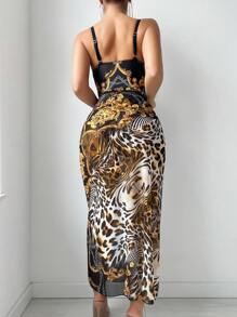 SHEIN Swim 1pc Women's Leopard & Baroque Print One-Piece Swimsuit Summer - Multicolor - View 2