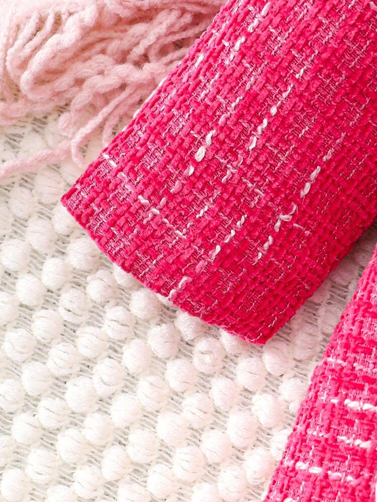 Baby Girl's Bowknot Decor Thick Woolen Coat And Beret Set