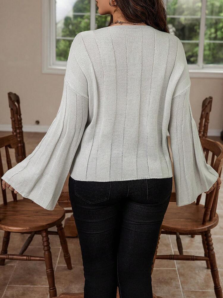 Plus Drop Shoulder Sweater Knit Pullover Fall Winter Sweater