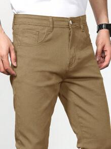 Manfinity Homme 男士斜口袋錐形褲管修身牛仔褲