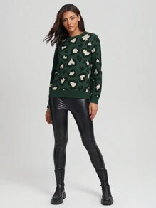 SHEIN Unity Women'S Love Pattern Drop Shoulder Sweater - Multicolor - View 6