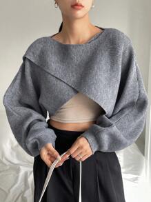 DAZY Jersey Sólido Envolvente Y Corto - Gris - Ver 1