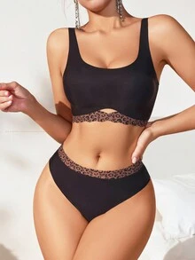 2sets Leopard Print Lingerie Set, Bra & Panty Set - Multicolor - View 7