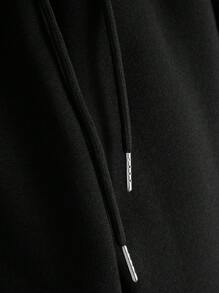 Manfinity Roghcode Pantalones de chándal holgados con estampado de letras para vacaciones, para regalos de esposo o novio, pantalones de chándal para hombres, pantalones de chándal apilados, pantalones de chándal de streetwear - Negro - Ver 4