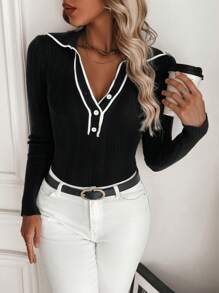 SHEIN Privé 毛衣套頭 - 黑色 - 查看 1