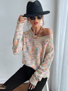 SHEIN LUNE 女性寬鬆套頭毛衣 - 粉色 - 查看 4