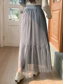 Dazy Star Màu thuần Xếp li Của phụ nữ Váy - Xám - Xem 2