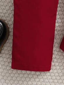 Conjunto De Niño Pequeño Con Camisa Blanca Sencilla Y Pantalones Rojos Con Tirantes, Atuendo De Caballero - Multicolor - Ver 4