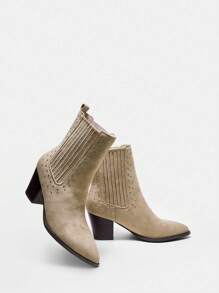 SheIn BIZ Stylish Studded Ankle Boots - Apricot - View 6