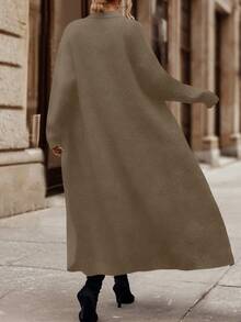 SHEIN LUNE Long Shawl Collar Stylish Cardigan - Maroon - View 2