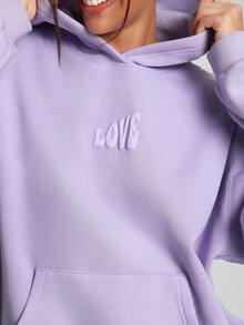 Peachy Keen 女士字母印花下垂肩帽衫 - 紫色 - 查看 5