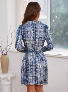 GENKIRA Full Print Long Sleeve Shirt Dress - Multicolor - View 2