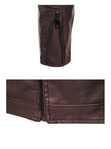 Chaqueta con cremallera y cuello alto para hombre - Rojo - Ver 4