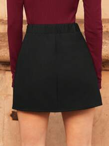 SHEIN Frenchy Đôi ngực Xếp nếp Váy - màu đen - Xem 2