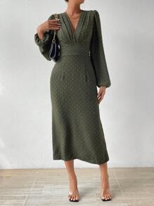 SHEIN Clasi 女式百褶燈籠袖連衣裙