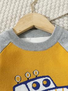 Chàng trai trẻ Mô hình Cartoon Tay Raglan Áo len - Nhiều màu - Xem 3