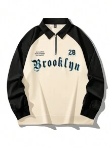 Manfinity Campus Court 男士加大號字母印花運動衫 - 彩色 - 查看 3