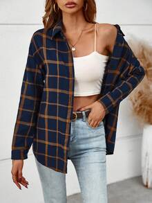 Chiquease Plaid Turn-down Collar Women's Long Sleeve Shirt - Multicolor - View 4