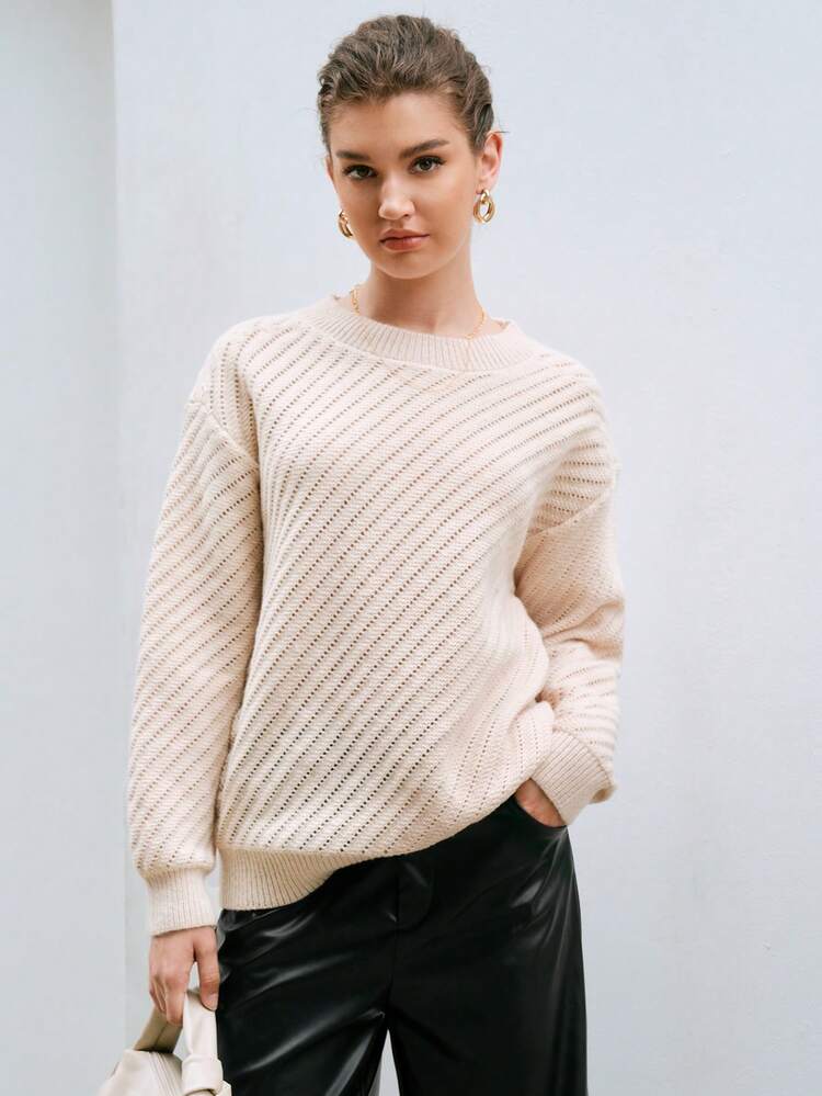 Solid Drop Shoulder Knit Pullover Fall Winter Sweater