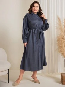 Mulvari Solid Color Plus Size Arabic Clothing