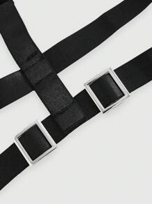 ROMWE Grunge Punk Ring Detail Sexy Hollow Out Halter Body Straps - Black - View 4