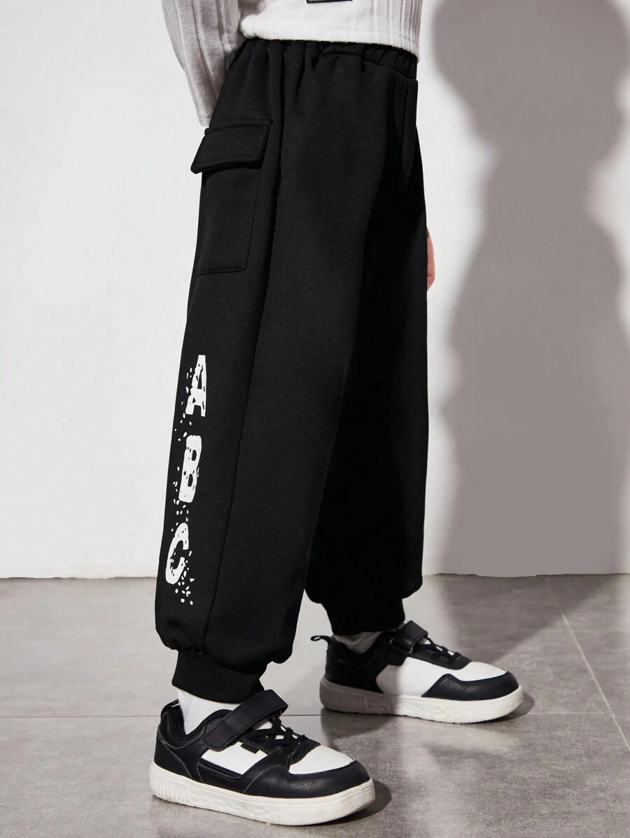 SHEIN Boys' Casual Comfortable Printed Jogger Pants With Side Pockets